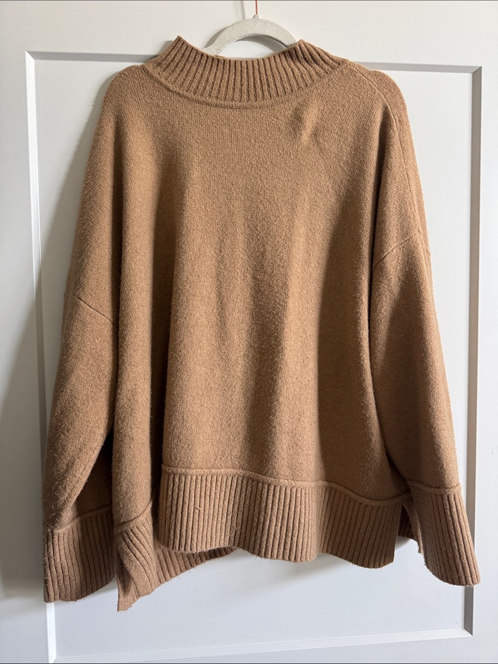 Nine West Camel Turtleneck Oversized Knit Sweater